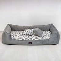 Produktbild von tierlando Orthopädisches Hundebett Velvet Visco aus Chenille-Velours Graphit-Creme 90x75cm