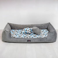 Produktbild von tierlando Orthopädisches Hundebett Velvet Visco aus Chenille-Velours Graphit-Hellblau 90x75cm