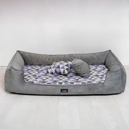 tierlando Orthopädisches Hundebett Velvet Visco aus Chenille-Velours in Graphit-Lila 90x75cm – Bild 1 von 4