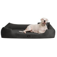 Produktbild von tierlando Orthopädisches Hundebett Vincent aus High-Tech-Velours und Cord in Grau, 90x75cm