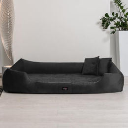 tierlando Orthopädisches Hundebett Vincent aus High-Tech-Velours und Cord in Schwarz 160x110cm – Bild 1 von 3