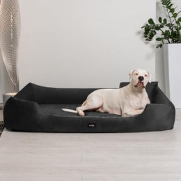 tierlando Orthopädisches Hundebett Vincent mit Visco-Matratze aus Velours und Cord Schwarz 90x75cm – Bild 1 von 3