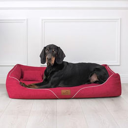 tierlando Orthopädisches Hundebett William Couture mit Memory Foam und waschbarem Bezug Dunkelrot 130x100cm – Bild 1 von 6