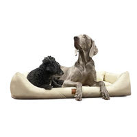 Produktbild von tierlando Orthopädisches Hundebett William Easy-Clean Luxus Hundesofa aus Kunstleder mit Memory Foam Matratze Beige 130x100cm
