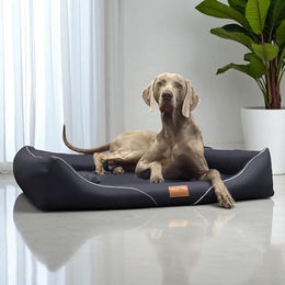 tierlando Orthopädisches Hundebett William Easy-Clean Luxus Hundesofa aus Kunstleder mit Memory Foam Matratze Schwarz 130x100cm – Bild 1 von 4