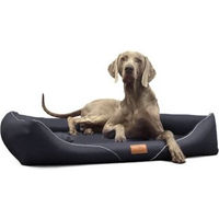 Produktbild von Tierlando Orthopädisches Hundebett WILLIAM Luxus Hundesofa aus Kunstleder Schwarz 90 cm