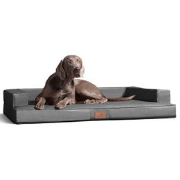 tierlando Orthopädisches Hundesofa Gibson aus Kunstleder mit Visco-Matratze grau 80x60cm – Bild 1 von 9