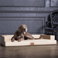Produktbild von tierlando Orthopädisches Hundesofa Gibson aus Kunstleder mit Visco-Matratze in Beige 120x90cm