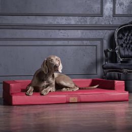 tierlando Orthopädisches Hundesofa Gibson aus Kunstleder mit Visco-Matratze in Dunkelrot 150x100cm – Bild 1 von 2