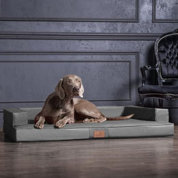 Produktbild von tierlando Orthopädisches Hundesofa Gibson aus Kunstleder mit Visco-Matratze in Grau 100x80cm