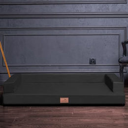 tierlando Orthopädisches Hundesofa Gibson aus Kunstleder mit Visco-Matratze XXL für Riesenrassen Schwarz 150x100cm - 150 cm – Bild 1 von 5