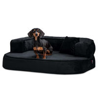 Produktbild von tierlando Orthopädisches Hundesofa Sharleen VISCO Plus Hundebett mit Plüsch in Grau Größe L