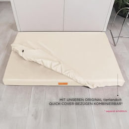 tierlando Oscar Orthopädische Hundematratze aus Kunstleder mit Visco-Schaumfüllung Beige Größe L – Bild 1 von 4