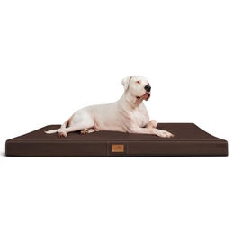 tierlando Oscar Orthopädische Hundematratze aus Kunstleder mit Visco-Schaumfüllung XL Braun 120x90cm – Bild 1 von 7