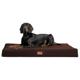 tierlando Oscar VIP Orthopädische Hundematratze mit Visco-Schaumfüllung aus Kunstleder und Velours in Braun 150x100cm – Bild 1 von 5