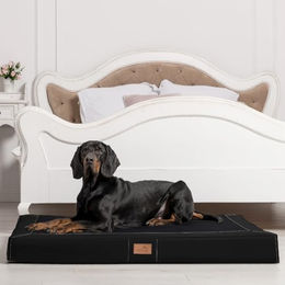 tierlando Oscar VIP Orthopädische Hundematratze mit Visco-Schaumfüllung aus Kunstleder und Velours Schwarz 100x80cm - 100 cm – Bild 1 von 6