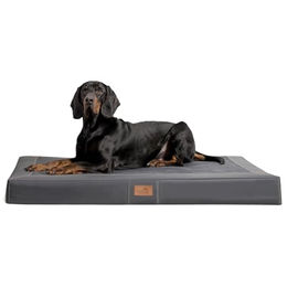 tierlando Oscar VIP Orthopädische Hundematratze mit Visco-Schaumfüllung aus Kunstleder und Velours XL 120x90cm Grau – Bild 1 von 7
