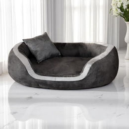 tierlando Pepper Orthopädisches Hundebett VISCO XL Hundesofa aus Velours in Graphit 110cm – Bild 1 von 5