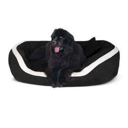 tierlando Pepper Orthopädisches Hundebett XL aus Velours Schwarz 135cm – Bild 1 von 7