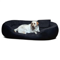Produktbild von tierlando Philip VIP Hundebett aus Kunstleder und Velours in Schwarz Größe XL 110x80cm