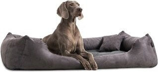 Tierlando PLUTO SOFT Orthopädisches Hundebett aus Velours Schwarz/Graphit 110 x 90 x 25 cm – Bild 1 von 2