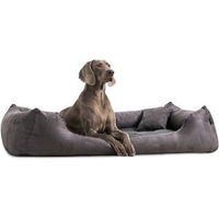 Produktbild von Tierlando PLUTO SOFT Orthopädisches Hundebett aus Velours Schwarz/Graphit 110 x 90 x 25 cm