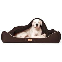 Produktbild von tierlando Rudolph Orthopädisches Hundebett mit Schonbezug und Hundedecke Braun Größe L