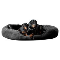Produktbild von tierlando Sammy Orthopädisches Hundebett mit viscoelastischer Matratze aus Velours Schwarz 140x105cm
