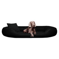 Produktbild von tierlando Sammy VIP Orthopädisches Hundebett mit Visco-Matratze aus Kunstleder-Velours Schwarz 100x85cm