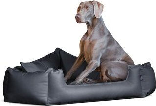 Produktbild von Tierlando SPENCER Eckiges Orthopädisches Hundebett aus Kunstleder Schwarz/Graphit 125 x 125 x 26 cm