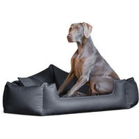 Produktbild von Tierlando SPENCER Eckiges Orthopädisches Hundebett aus Kunstleder Schwarz/Graphit 125 x 125 x 26 cm