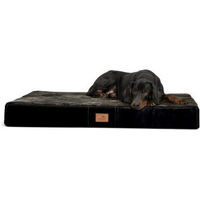 Produktbild von Tierlando STUART ORTHO PLUS Orthopädische Hundematte aus Plüsch und Velours Schwarz 1,2 m x 90 cm x 13 cm