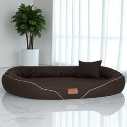 tierlando Tiffany Couture Orthopädisches Hundebett XXL mit Memory Foam und waschbarem Bezug Braun 145x105cm – Bild 1 von 3