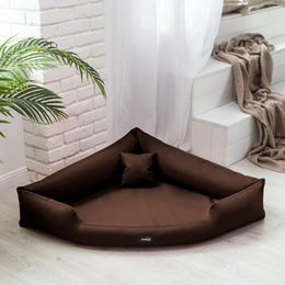tierlando Trivia Komfort Hundebett orthopädisches Eckbett Braun XL 120x120cm – Bild 1 von 3