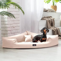 Produktbild von tierlando Trivia Komfort Hundebett orthopädisches Eckbett mit abnehmbarem Bezug in Beige Größe L