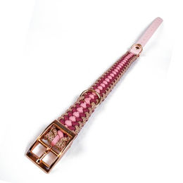 Produktbild von Tierluxe Foxy Hundehalsband handgemacht aus Paracord und Biothane wasserfest Rosa XS