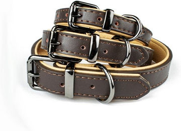 Tierluxe Hunde-Halsband Klassiker aus Leder Braun für erwachsene Hunde – Bild 1 von 5