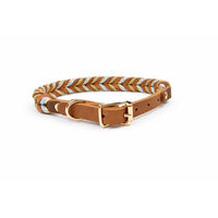 Produktbild von Tierluxe Hundehalsband aus geflochtenem Leder und Paracord Blau Größe S 25-35 cm