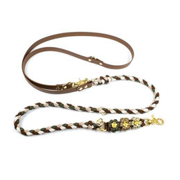 Tierluxe Hundeleine Blumen Biothane Paracord Braun 200 cm – Bild 1 von 3