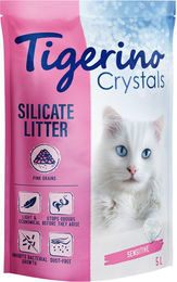 Produktbild von Tigerino Crystals Katzenstreu Pink Sensitive 5 l unparfümiertes Silikatstreu - 3 x 5 l