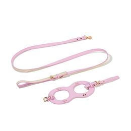 Produktbild von Tinklylife Comfy Geschirr Set mit Führleine aus Kunstleder Rosa Gold XS