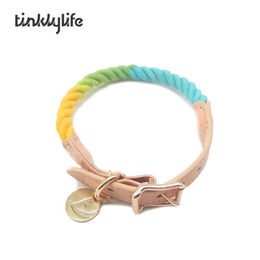 Produktbild von Tinklylife Hundehalsband Regenbogen Eisberg aus Baumwolle Grösse L Bunt