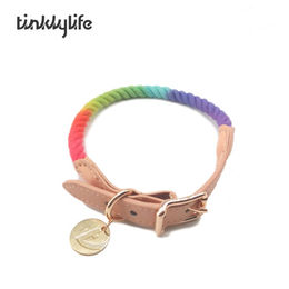Produktbild von Tinklylife Hundehalsband Regenbogen Sieben Magien aus Baumwolle Bunt Größe L
