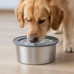 Tinyyo Wassernapf aus Edelstahl für Hunde 2L Anti Schlabber Trinknapf Silber - 2 l – Bild 1 von 6