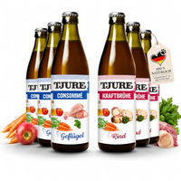 Produktbild von TJURE Kraftbrühe Testpaket für Hunde und Katzen 6 x 320ml mit Rind und Geflügel getreidefrei ohne Zusatzstoffe