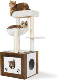 TLGREEN 3-in-1 Kratzbaum aus Holz mit Katzenkloschrank und waschbaren Plüschkissen 119 cm hoch – Bild 1 von 5