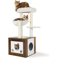 Produktbild von TLGREEN 3-in-1 Kratzbaum aus Holz mit Katzenkloschrank und waschbaren Plüschkissen 119 cm hoch