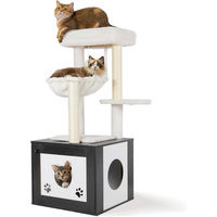 Produktbild von TLGREEN 3-in-1 Kratzbaum mit Katzenkloschrank aus Holz und waschbaren Plüschkissen für Katzen, 119 cm hoch