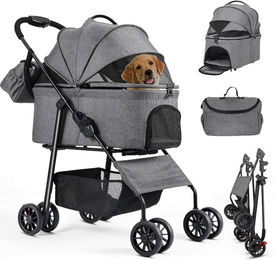 TLGREEN Hundebuggy 3 in 1 Transportbox und Haustiernest für große Hunde bis 30 kg Grau – Bild 1 von 5