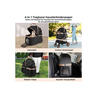 Produktbild von TLGREEN Hundebuggy 4-in-1 Hundewagen für mittlere Rassen Schwarz aus wasserabweisendem Oxford-Gewebe mit 360 Grad Gummirädern und Schwingungsdämpfung